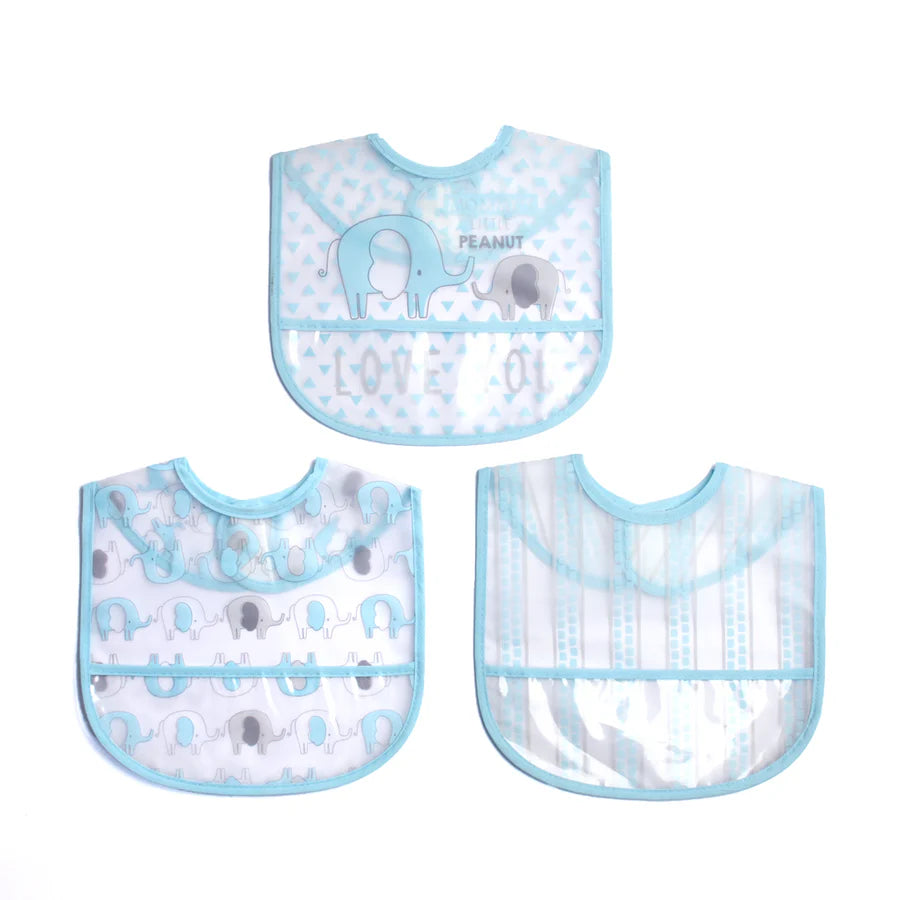 Briantex Waterproof Bib Pk of 3 Elephant Print